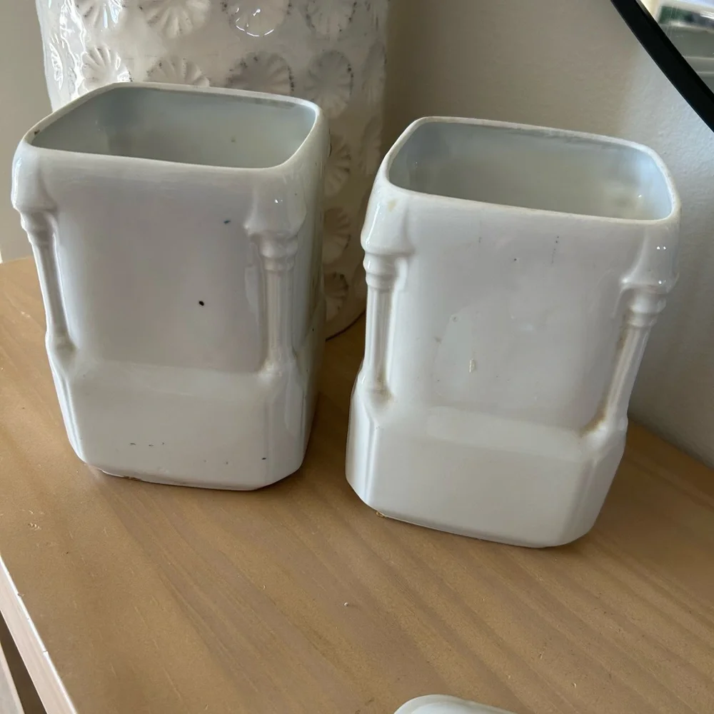 Vintage 1920s Victoria China Czechoslovakia Floral Flour & Sugar Canister Set
